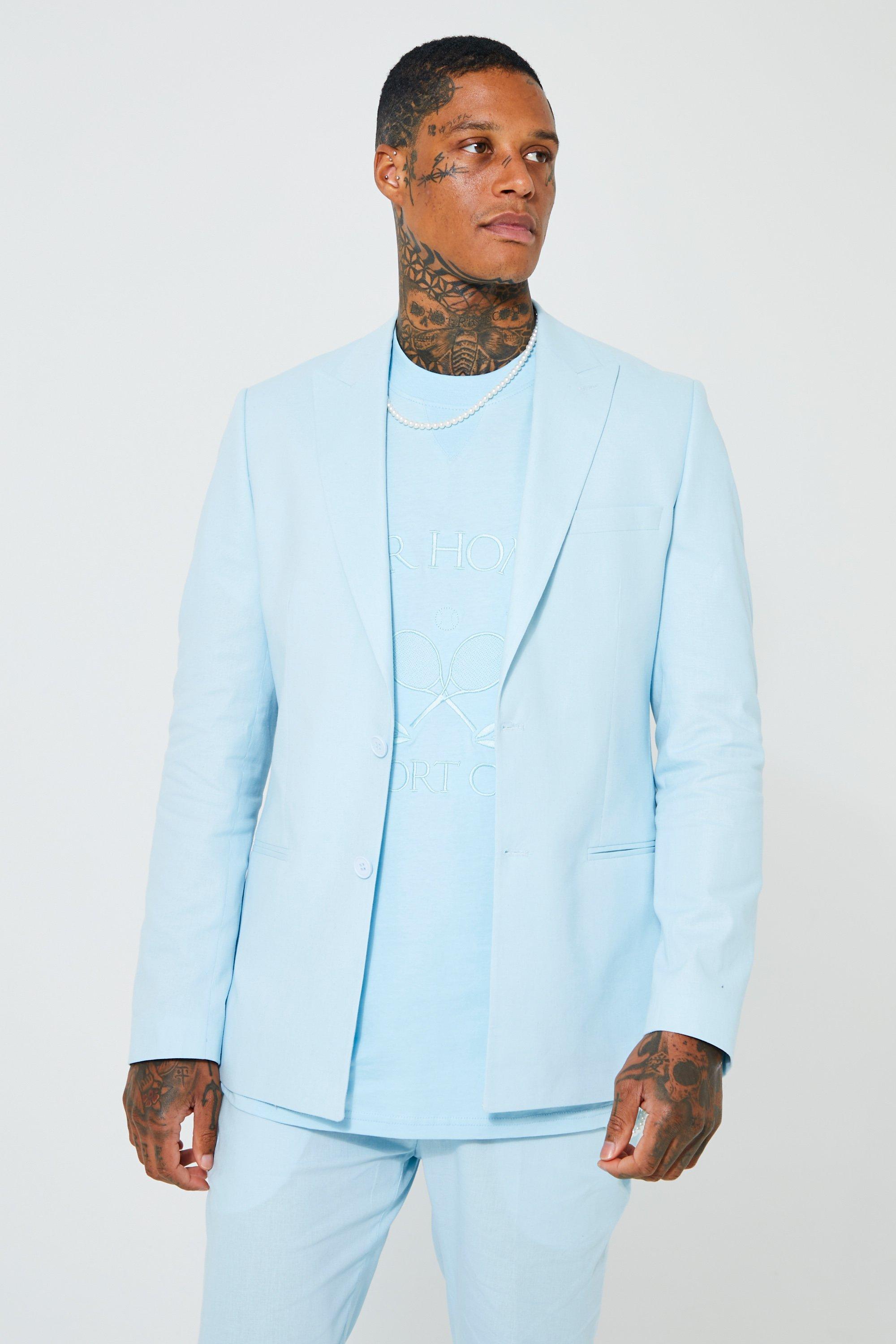 Slim Fit Linen Wrap Blazer boohooMAN